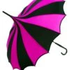 Batwing Pagoda Umbrella [BLACK/HOT PINK STRIPED] -Vampirefreaks Sale Store batwing pagoda umbrella blackhot pink striped umbrellas 581661