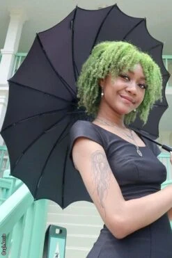 Batwing Pagoda Umbrella [MIDNIGHT BLACK] -Vampirefreaks Sale Store batwing pagoda umbrella midnight black umbrellas 152185