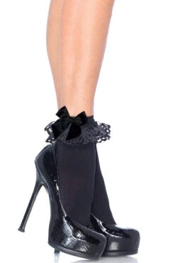 LEG AVENUE Lola Ruffle Bow Ankle Socks -Vampirefreaks Sale Store bfdbdfdbfgbf