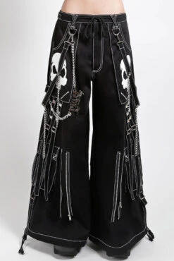 Tripp NYC Doom Skull Pants [BLACK/WHITE] -Vampirefreaks Sale Store big wide baggy pants