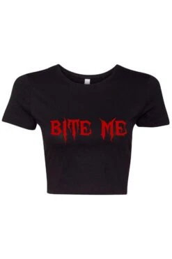 Bite Me Crop Top -Vampirefreaks Sale Store bite me crop top womens graphic tees 388983