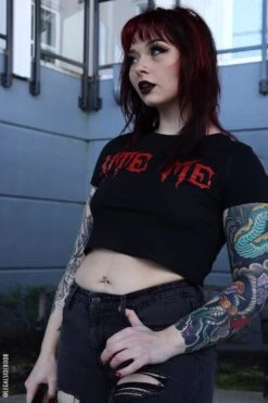 Bite Me Crop Top -Vampirefreaks Sale Store bite me crop top womens graphic tees 640391