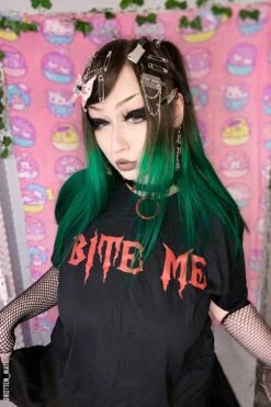 Bite Me Crop Top -Vampirefreaks Sale Store bite me crop top womens graphic tees 758906