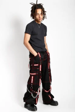 Tripp NYC Reflective Pants [BLK/RED] -Vampirefreaks Sale Store black baggy jeans