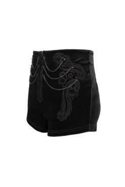 Black Blood Velvet High Waisted Shorts -Vampirefreaks Sale Store black blood velvet high waisted shorts womens bottoms 988875
