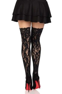 LEG AVENUE Black Blooms Thigh High Stockings -Vampirefreaks Sale Store black blooms thigh high stockings socks stockings 705884
