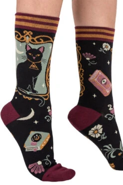Dutchess Shadowfloof's Mew World Order Crew Socks -Vampirefreaks Sale Store black cat socks