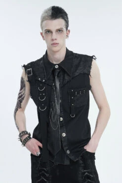 Black Death Denim Vest -Vampirefreaks Sale Store black death denim vest mens tops 448205