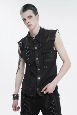 Black Death Denim Vest