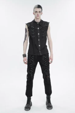 Black Death Denim Vest -Vampirefreaks Sale Store black death denim vest mens tops 774144
