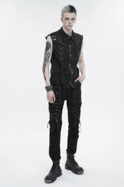 Black Death Lace-Up Pants -Vampirefreaks Sale Store black death lace up pants mens pants 503070
