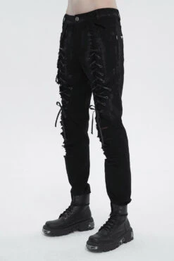 Black Death Lace-Up Pants -Vampirefreaks Sale Store black death lace up pants mens pants 515716