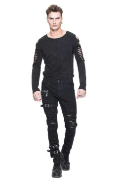 Black Death Distressed Pants -Vampirefreaks Sale Store black death pants mens pants 190143