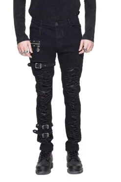 Black Death Distressed Pants