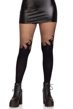 LEG AVENUE Black Flame Fishnet Tights [BLACK]