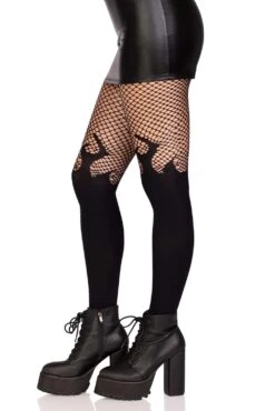 LEG AVENUE Black Flame Fishnet Tights [BLACK] -Vampirefreaks Sale Store black flame fishnet tights black socks stockings 374284