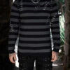 Autopsy Stitch Striped Sweater -Vampirefreaks Sale Store black grey stripe sweater