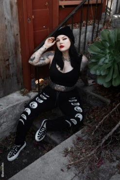 Moon Phase Joggers [UNISEX] -Vampirefreaks Sale Store black joggers