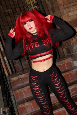 Vampire Bat Leggings [Red Bats] -Vampirefreaks Sale Store black leggings f3b3f008 c653 4a62 a2d8 f47732417956