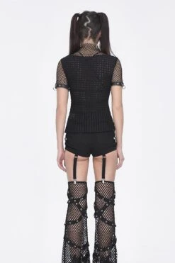 Black Metal Pierced Fishnet Top -Vampirefreaks Sale Store black metal pierced fishnet top womens tops 167333