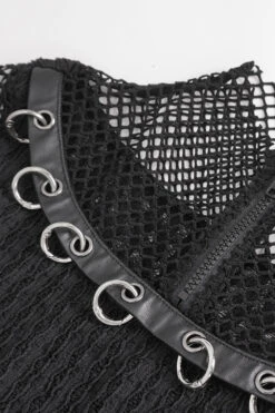Black Metal Pierced Fishnet Top -Vampirefreaks Sale Store black metal pierced fishnet top womens tops 334881