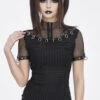 Black Metal Pierced Fishnet Top