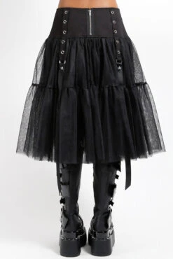 Tripp NYC Tutu Ribbon Tulle Skirt [Black/Black] -Vampirefreaks Sale Store black punk skirt