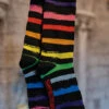 Creepy Crew Socks [Goth Rainbow Stripes] -Vampirefreaks Sale Store black rainbow socks