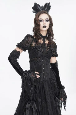 Tattered Witch Velvet Gloves -Vampirefreaks Sale Store black velvet gothic gloves