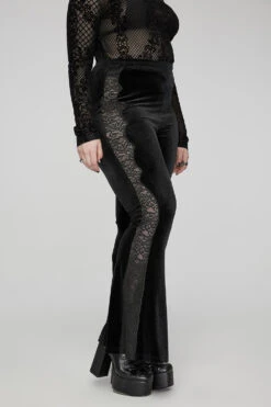 Blairwitch Black Velvet Bell Bottoms [Plus Size] -Vampirefreaks Sale Store blairwitch black velvet bell bottoms plus size womens bottoms 719699