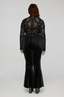 Blairwitch Black Velvet Bell Bottoms [Plus Size] -Vampirefreaks Sale Store blairwitch black velvet bell bottoms plus size womens bottoms 761815