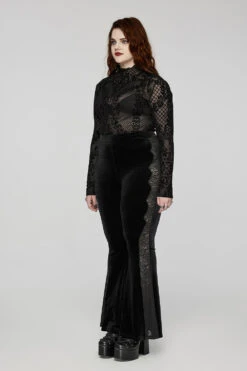 Blairwitch Black Velvet Bell Bottoms [Plus Size] -Vampirefreaks Sale Store blairwitch black velvet bell bottoms plus size womens bottoms 952535