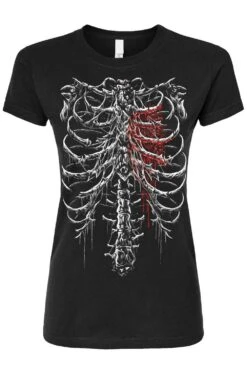 Bleeding Heart Skeleton T-shirt -Vampirefreaks Sale Store bleeding heart skeleton womens tshirt