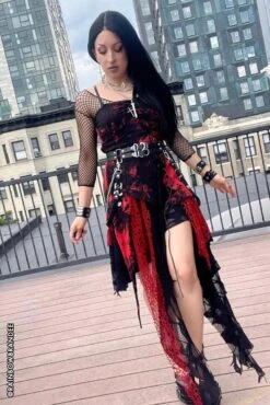 Blood Bride Distressed Punk Dress -Vampirefreaks Sale Store blood bride distressed punk dress dresses 408036