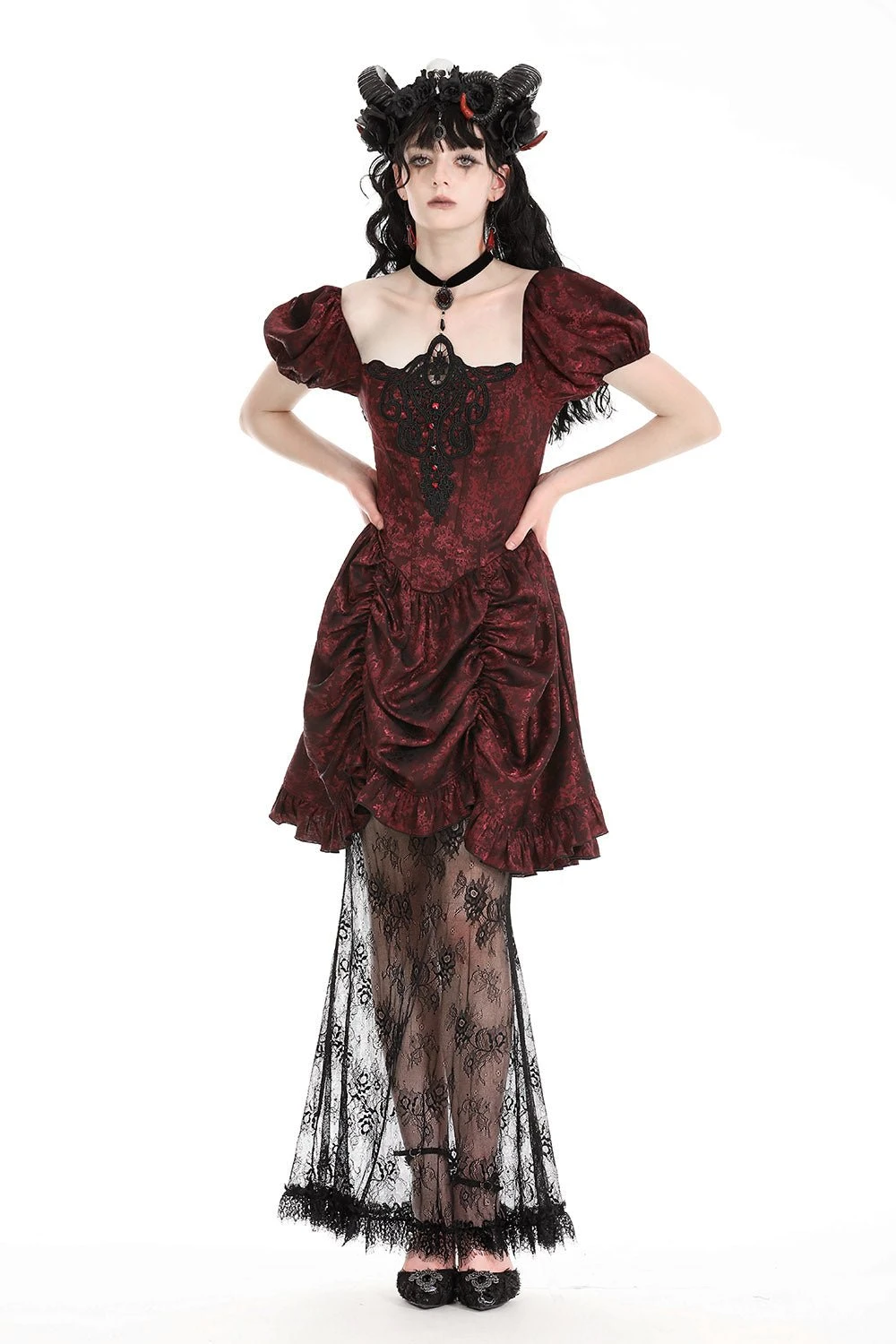 Blood Court Puffed Sleeve Gothic Dress 1 Blood Court Puffed Sleeve Gothic Dress
