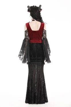 Blood Pact Embroidered Cold Shoulder Top -Vampirefreaks Sale Store blood pact embroidered cold shoulder top womens tops 982918