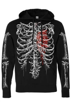 Bleeding Heart Skeleton Hoodie -Vampirefreaks Sale Store blood stained heart skeleton hoodie pullover
