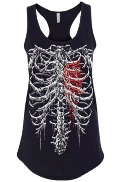 Bleeding Heart Skeleton T-shirt -Vampirefreaks Sale Store bloody skeleton womens racerback tank