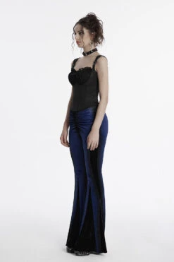 Sapphire Moon Velvet Bell Bottoms [Blue] -Vampirefreaks Sale Store blue velvet pants womens