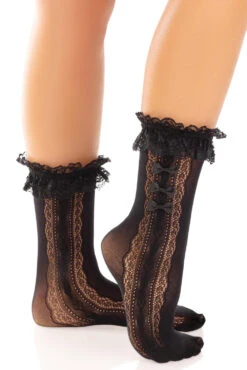 LEG AVENUE Mini Bow Ruffled Lace Fishnet Socks [Multiple Colors] -Vampirefreaks Sale Store bow socks 22176de9 d10e 4015 9ad5 110e9a3c3fd3