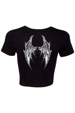 Broken Batwings Crop Top -Vampirefreaks Sale Store broken batwings crop top womens graphic tees 153281