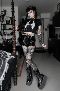 Broken Batwings Crop Top -Vampirefreaks Sale Store broken batwings crop top womens graphic tees 529659