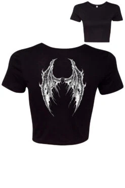 Broken Batwings Crop Top -Vampirefreaks Sale Store broken batwings crop top womens graphic tees 572649