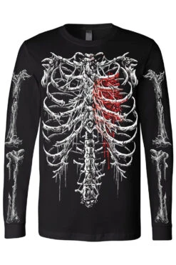 Bleeding Heart Skeleton T-shirt -Vampirefreaks Sale Store broken heart skeleton longsleeve tshirt