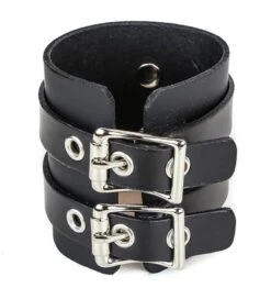Wide Black Buckled Bracelet