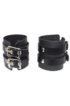 Wide Black Buckled Bracelet -Vampirefreaks Sale Store buckled bondage bracelet bracelets 848774