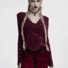 Merlot Long Sleeve Lace Shirt [Red] -Vampirefreaks Sale Store burgundy top