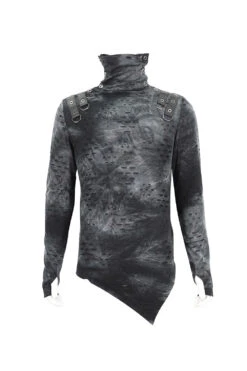 Cadaver Ripped Turtleneck Top -Vampirefreaks Sale Store cadaver ripped turtleneck top mens tops 592000