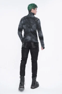 Cadaver Ripped Turtleneck Top -Vampirefreaks Sale Store cadaver ripped turtleneck top mens tops 834517