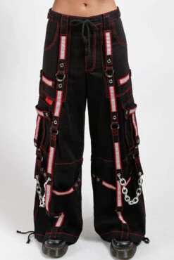 Tripp NYC Reflective Pants [BLK/RED] -Vampirefreaks Sale Store cargo baggy pants